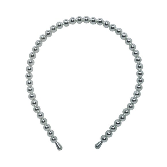 Pair Of Dressy Headbands - Gold Tone Cuban Chain and Faux Pearl (5568) - Picture 5 of 10